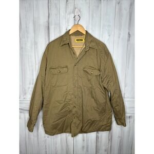 Stanley Mens Quilted Lining Shacket Jacket LG Button Workwear Chores Barn Khaki